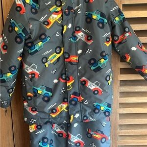The Children’s Place Kid’s Car Print Jacket and Pants Set, with fleece liner